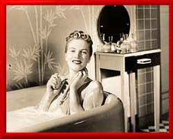 <enjoying a bath>